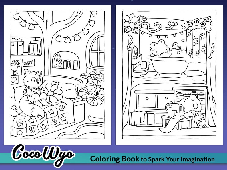 Cozy Spaces: Cute Animal Corners Coloring Book by Coco Wyo image 3