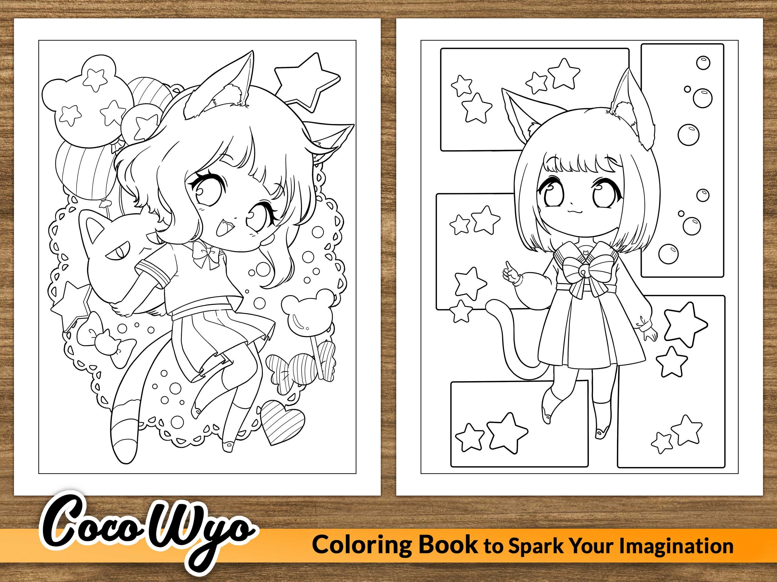 Neko Girls: Kawaii Coloring Book for Relaxing by Coco Wyo - Etsy