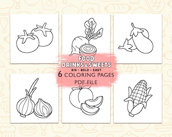 Food Drink & Sweets: Food and Drink Relaxation Coloring Book | Vegetables