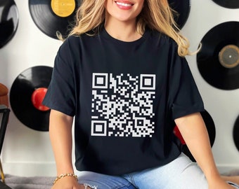 Kundenspezifisches QR Code-T-Shirt. QR auf Vorderseite, Rückseite oder beiden. Unisex Heavy Cotton Tee. Personalisiertes QR-T-Shirt