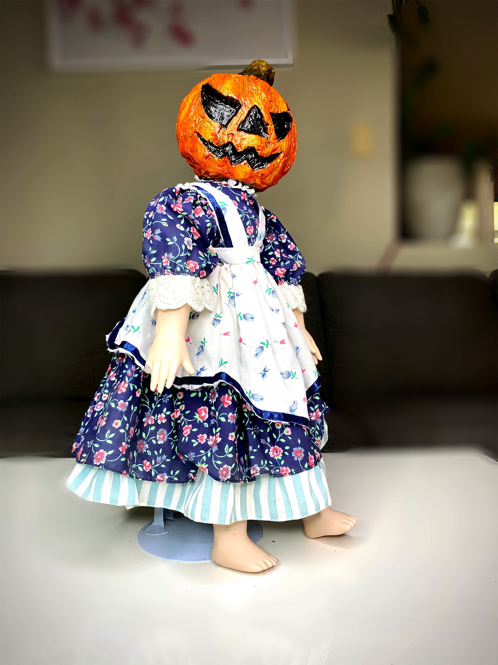 Creepy Pumpkin Head Doll Horror Doll Gothic Decor Etsy