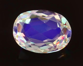 Faceted Madagascar Moonstone Gemstone | Oval Blue Fire, 11.50 CT