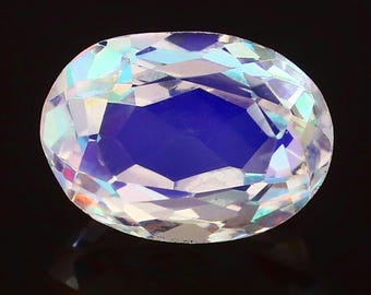 AAA+ onberispelijke Madagascar Rainbow Fire-maansteen los geslepen ovaal 11,40 CT. Echte fijne kwaliteit gefacetteerde edelsteen te koop moeder geboortesteen