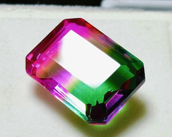 18.20 CT Watermelon Tourmaline Gemstone, Octagon Radiant Cut