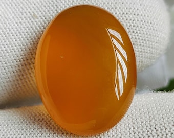 Unheated Yellow Yemeni Aqeeq Agate Cabochon, Oval, 17.85 CT