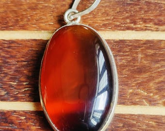 Pendentif yéménite en agate rouge Aqeeq – Bijoux en argent sterling faits main