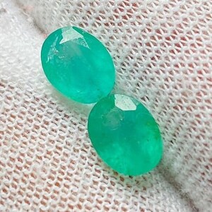 IGITL Certified Natural Zambian Emerald PAIR 7X5mm Unheated Untreated Loose Emerald Gemstone 2CTS For Earrings And Making Jewellery Emerald