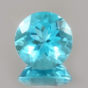 Unheated Neon Blue Paraiba Tourmaline – Rare Faceted Round Cut Loose Gemstone for Ring or Pendant, Brazilian Tourmaline Gem&quot; 15X15X10 MM.