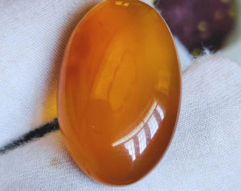 Yemeni Aqeeq Agate Cabochon, Oval Brown Hakik Gemstone (23.95 CT)