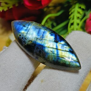 Large 38.85 CT Amezing Multi Rainbow Fire Labradorite Cabochon Marquise Shape 43X17 MM. Beautiful Women Birthday Gift Labradorite Ring