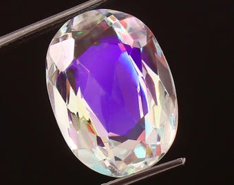 Madagascar Blue Fire Moonstone, Oval Faceted Gemstone (13.15 CT)