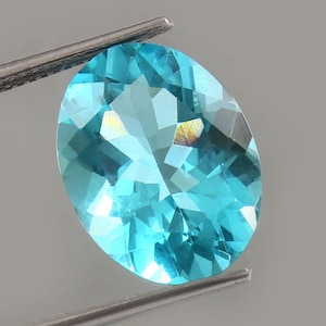 Cornflower Neon Blue Tourmaline Paraiba From ( Brazil ) Loose Oval Gemstone 7.60 CT. Superb Excellent quality Paraiba Anniversary Gold Ring