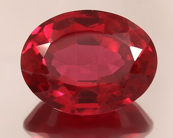 AAA Flawless Mozambique Blood Red Ruby Big Size Stone 16.10 Ct. Emerald Cut Gemstone Luster Quality Loupe Clean Oval shape Size 16X12 mm.