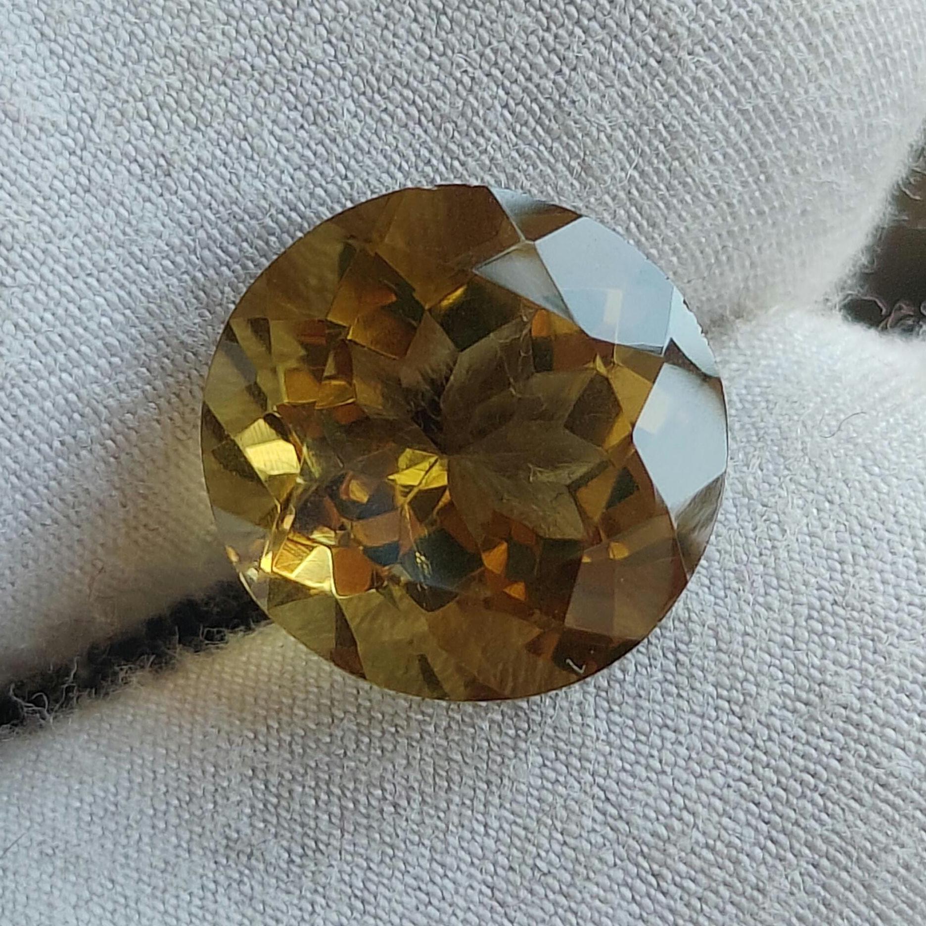 Pierre Topaze Orange Dorée Naturelle 5.65 Ct - Facettée Ronde - Pour Bijoux - Neuf