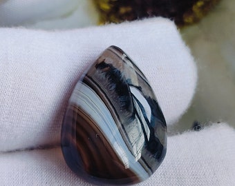 Cabochon a pera Sulemani Hakik, pietra preziosa di agata fasciata, pietra pendente fatta a mano (21 x 16 mm)
