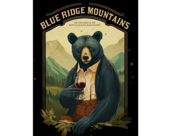 Blue Ridge Mountains Wine Poster - North Carolina Vineyards