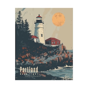 Affiche phare Portland Head Light - Cape Elizabeth, Maine - Dimensions 8 x 10, 11 x 17, 12 x 18, 16 x 20, 18 x 24, 20 x 30, 24 x 36