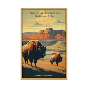 Theodore Roosevelt National Park Poster Print - Medora, North Dakota - Sizes 11x17, 12x18, 18x24, 20x30, 24x36