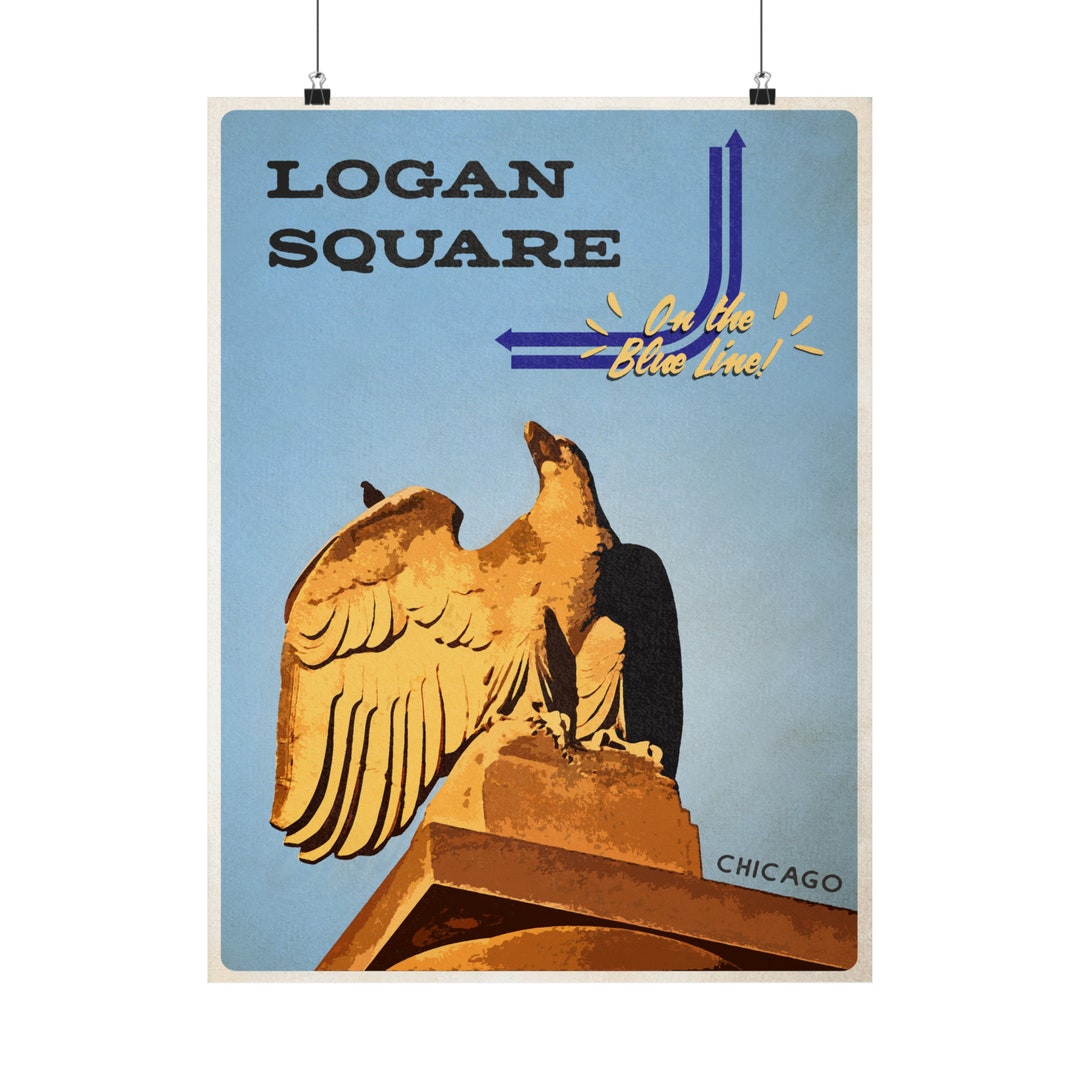Logan Square Chicago Vintage Poster Premium Matte Paper Etsy