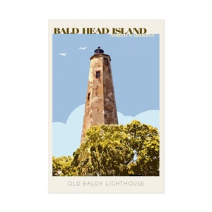 Bald Head Island Poster / Print - Old Baldy Lighthouse - North Carolina | Sizes 11x17, 12x18, 16x20, 18x24, 20x30, 24x36, and more.