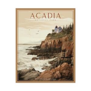 Acadia National Park Poster, Maine Lighthouse Art Print, Rolled Posters, Wall Art Decor, Nature Photography, Vacation Souvenir