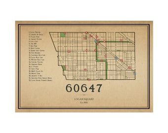 Chicago 60646 Zipcode Street Map Poster - Wall Art Print, Home