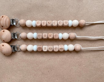 Personalized Pacifier Clip Name Pacifier Clip Boho Pacifier Clip Customized Pacifier Clip Wooden Pacifier Clip Baby Shower Gift Box