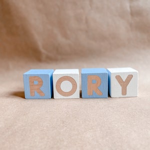 Personalized Baby Name Blocks Custom Baby Name Blocks for Nursery Alphabet Blocks Wood Blocks Blue Blocks Nursery Decor Baby Shower Gift image 1