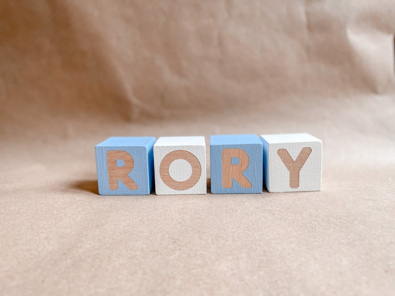 Personalized Baby Name Blocks Custom Baby Name Blocks for Nursery Alphabet Blocks Wood Blocks Blue Blocks Nursery Decor Baby Shower Gift image 1