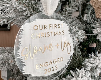 First Christmas Engaged Ornament Personalized Ornament Engaged Christmas Gift Personalized Acrylic Ornament First Christmas Engaged Ornament