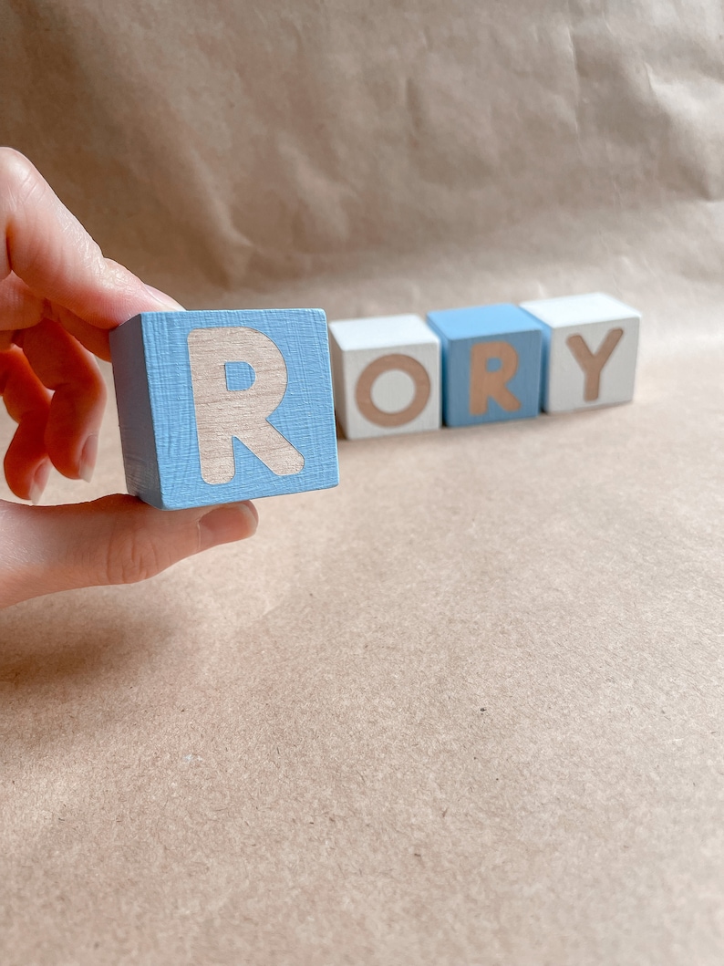 Personalized Baby Name Blocks Custom Baby Name Blocks for Nursery Alphabet Blocks Wood Blocks Blue Blocks Nursery Decor Baby Shower Gift image 3