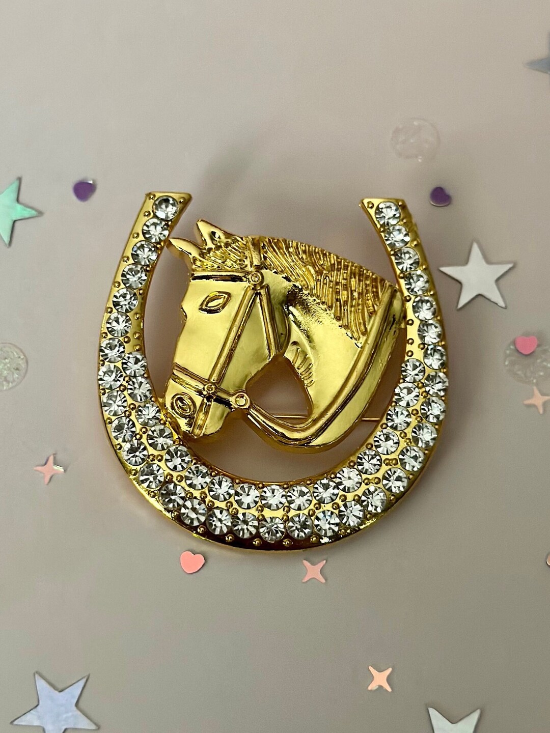 Horseshoe Brooch Charro Brooch Rhinestone Horseshoe Brooch Etsy