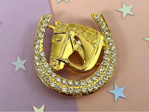 Horseshoe Brooch, Charro Brooch, Rhinestone Horseshoe Brooch