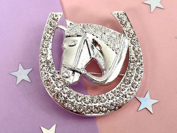 Horseshoe Brooch, Charro Brooch, Rhinestone Horseshoe Brooch