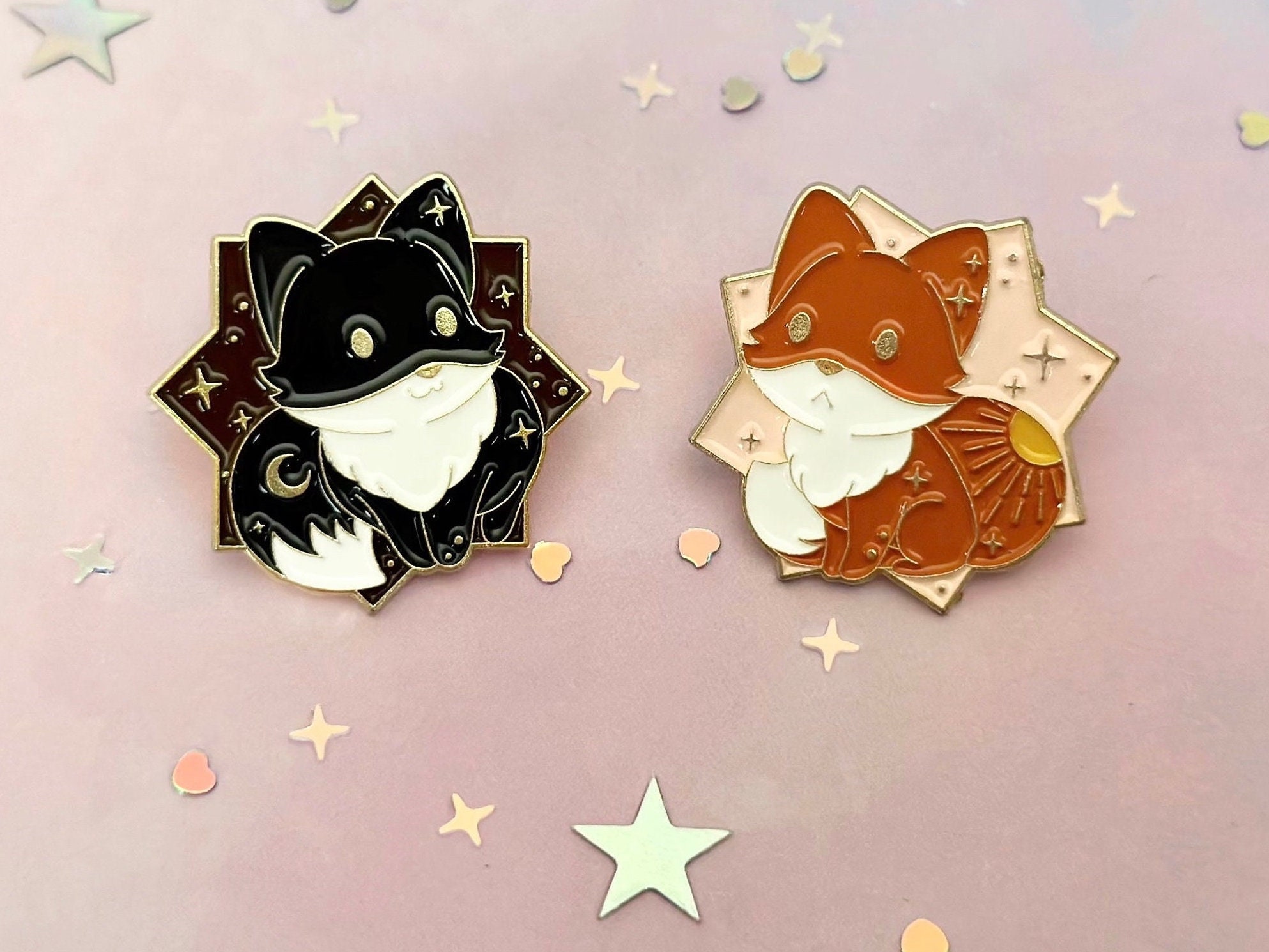 Cute Fox & Fallen Leaves Enamel Pin