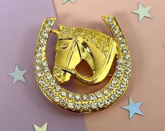 Horseshoe Brooch, Charro Brooch, Rhinestone Horseshoe Brooch, Charro Quince Brooch, Vaquera Brooch