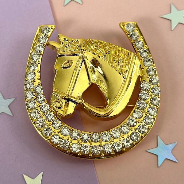 Horseshoe Brooch, Charro Brooch, Rhinestone Horseshoe Brooch, Charro Quince Brooch, Vaquera Brooch