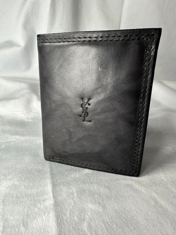 Vintage Mens Yves Saint Laurent Tri Fold Wallet Black. Never -  Israel