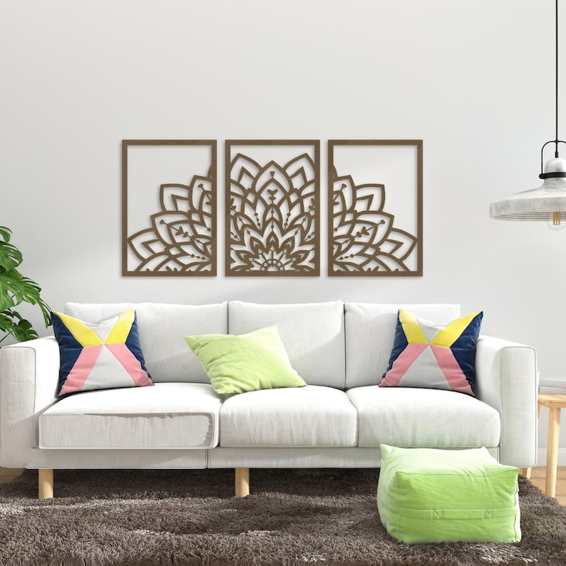 Mandala Wood Wall Art: Boho Zen Home Decor, Set of 3 - Etsy