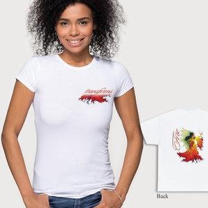 Camisa de elemento de fuego, alas de hadas hechas a mano de Fae personalizadas, arte de transformación de fuego, camiseta de cuatro elementos, fantasía de hadas, algodón suave unisex, brillante