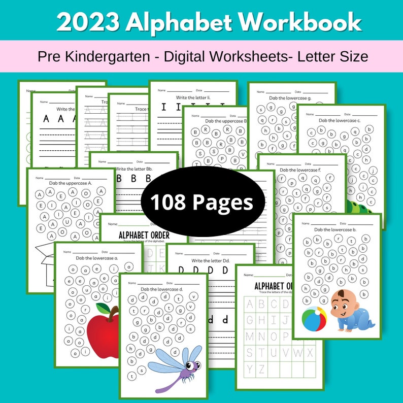 Trace & Erase Alphabet Workbook Dry Erase Learn to Write Etsy