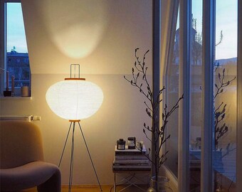 Floor Lamp Japanese Style , Paper Akari Night Light , Standing Minimalist Home Decor , Modern Decoration , Art Deco , Birthday Gift For Her