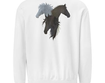 Unbridled Beauty~ Horse Trio Sweatshirt ~ Artistic Horse Lover Crewneck