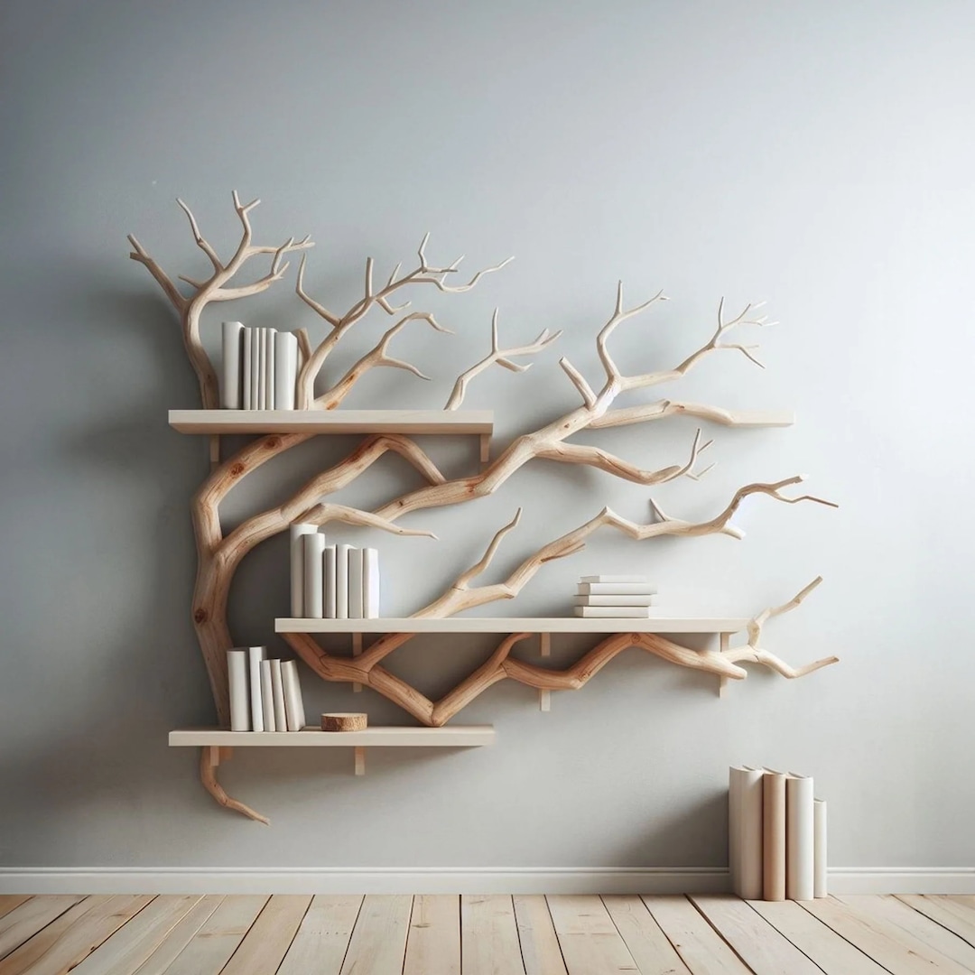 Tree Branch Shelves: A Unique Floating Wood Natural Edge Table Made of ...