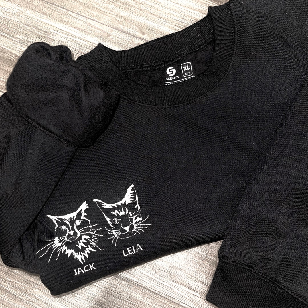 Embroidered Custom Pet Face&name Sweatshirt, Custom Embroidered Pet Sweatshirts, Custom Pet