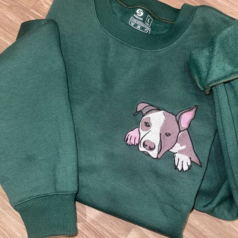 Embroidered Custom Pet Face&name Sweatshirt, Custom Embroidered Pet Sweatshirts, Custom Pet