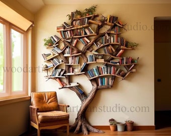 Tree branch floating bookshelf decor live edge wall mount corner shelf driftwood shelf wall decor