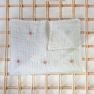 Terracotta Sunshine Swaddle | Organic  Muslin Baby Blanket | Muslin Swaddle Blanket | Sustainable Clothing | Sustainable Baby Clothes