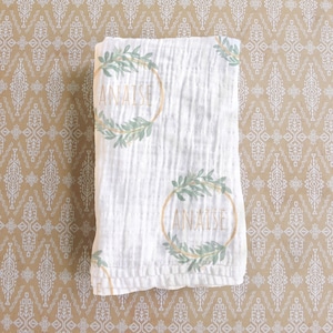Heavenly Hugs Custom Muslin Swaddle | Organic Muslin Baby Blanket | Baby Name Swaddle Organic | Sustainable Choice For Families