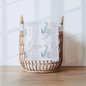 Adventures Await Personalized Baby Wrap | Organic Muslin Baby Blanket | Sustainable Cotton Baby Clothes | Baby Shower Gift